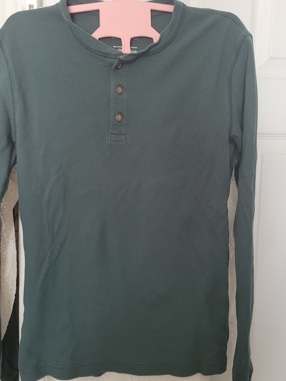 Long-Sleeve Henley Shirt - Forest Green